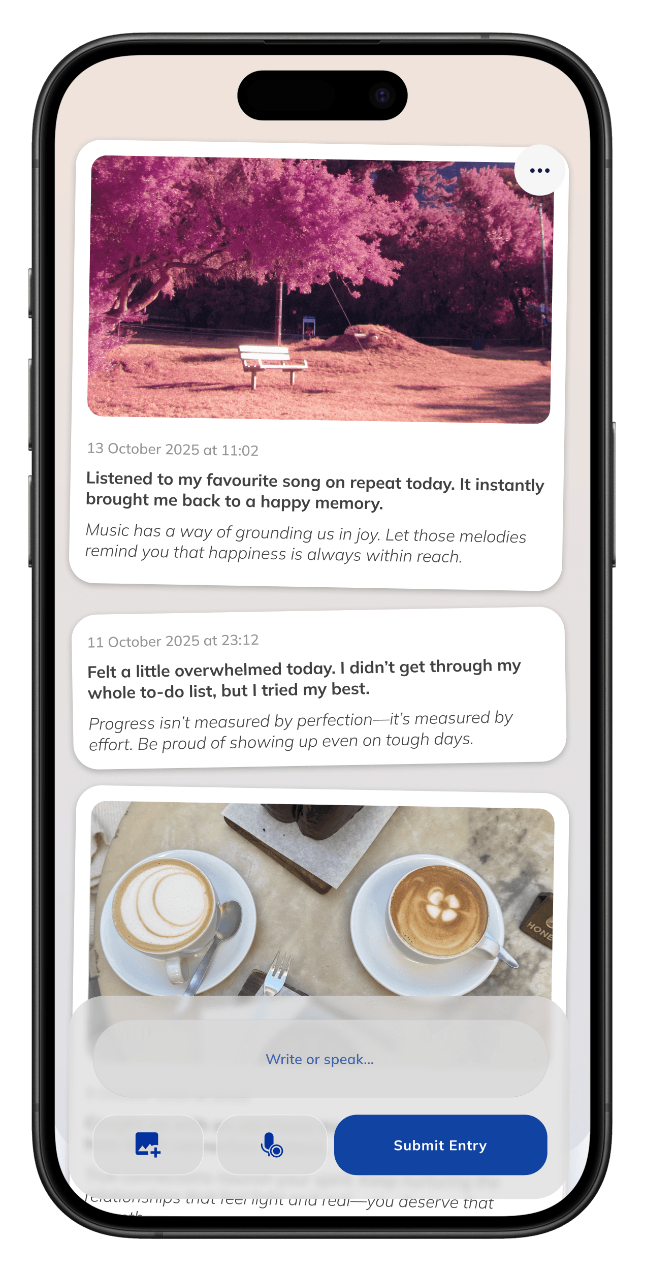 Person holding a phone and notebook while capturing ideas.