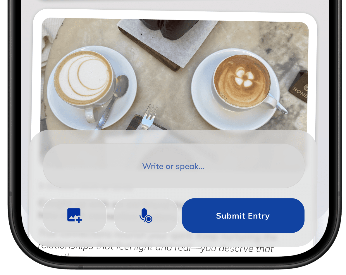 Person recording a voice note on a smartphone while writing.
