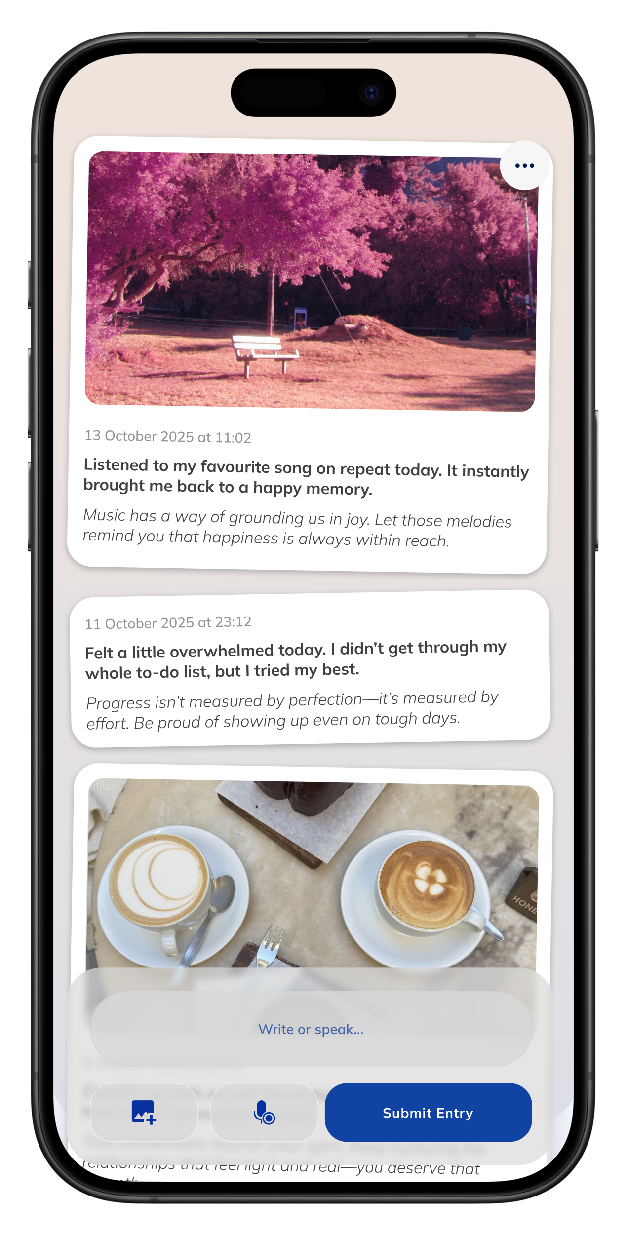 Person holding a phone and notebook while capturing ideas.