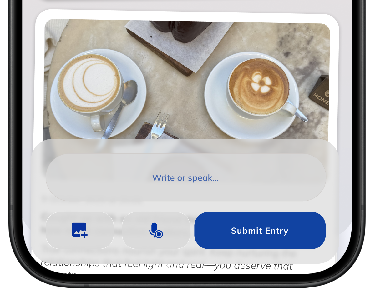 Person recording a voice note on a smartphone while writing.